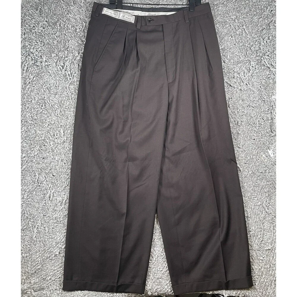 Bergati Super 150’s Feel Dress Pants Men’s Brown Formal Style PA5001DKBR Preppy